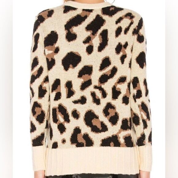 Lovers and Friends Metallic Leopard Tan Pullover Sweater Crew Neck Size XS - Picture 4 of 8
